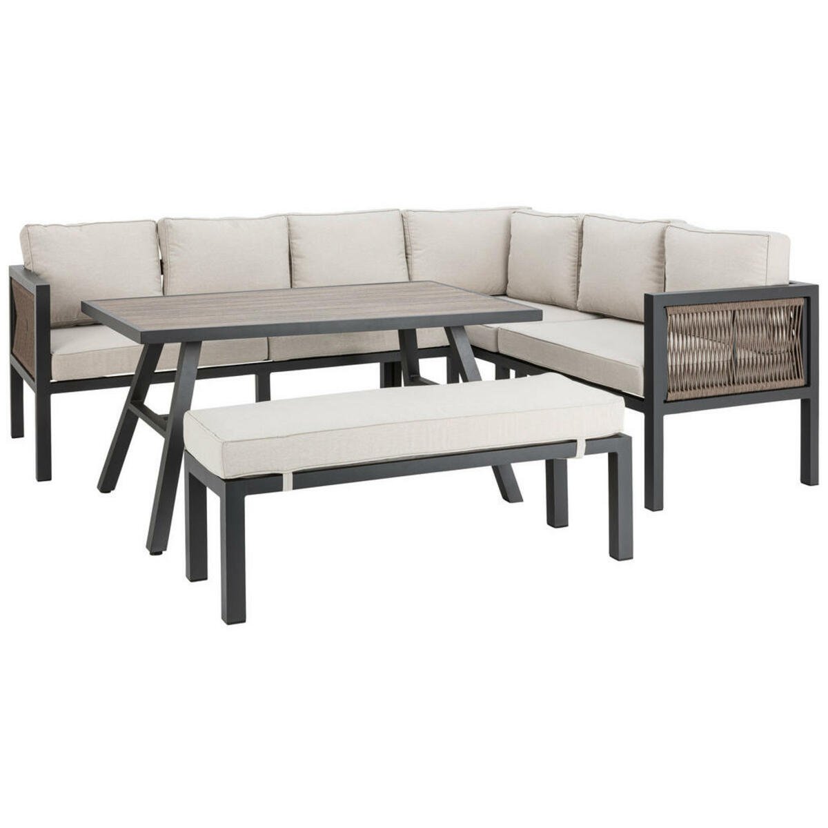 Amatio Loungegarnitur, Anthrazit, Braun, Beige, Metall, Kunststoff