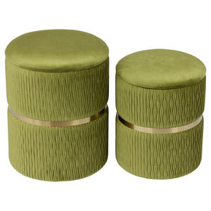 Mid.you Hockerset, Grün, Gold, Metall, Textil, 2-teilig, 31.5x36x38 cm, Stauraum, Wohnzimmer, Hocker, Sitzhocker