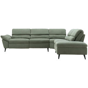 Livetastic Ecksofa, Grün, Textil, 4-Sitzer, Ottomane rechts, L-Form, 281x227 cm, motorische Relaxfunktion, USB-Anschluss, Wohnzimmer, Sofas & Couches, Wohnlandschaften, Ecksofas