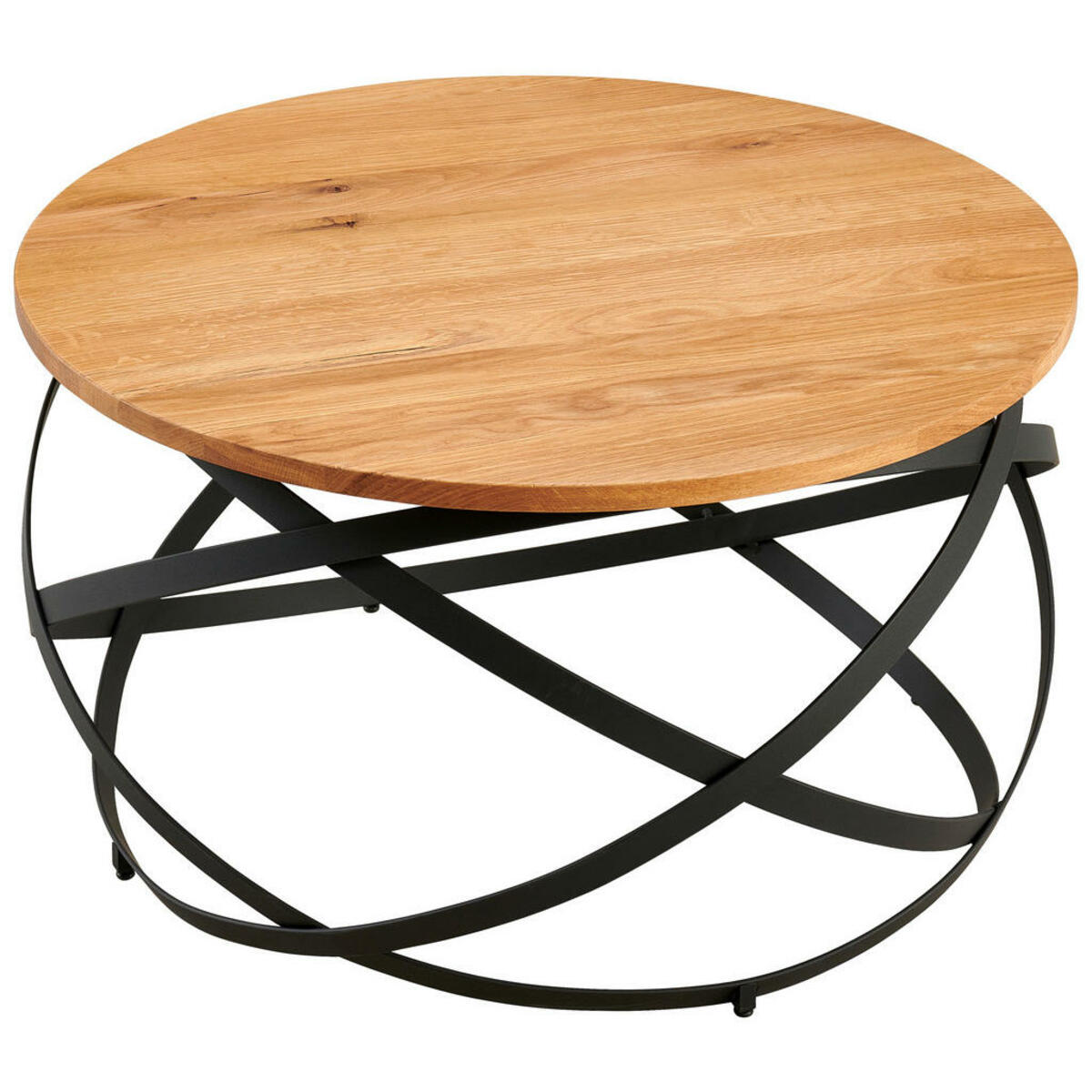 Bild 1 von Livetastic Couchtisch, Natur, Schwarz, Holz, Metall, Eiche, massiv, rund, rund, 70x40x70 cm, Wohnzimmer, Wohnzimmertische, Couchtische