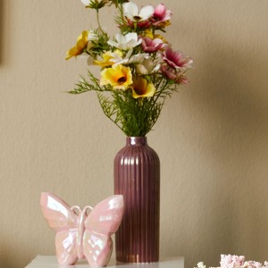 Vase mit Rillen, ca. 9x9x23cm