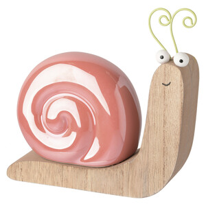 Deko-Schnecke mit Keramikhaus HELLROT