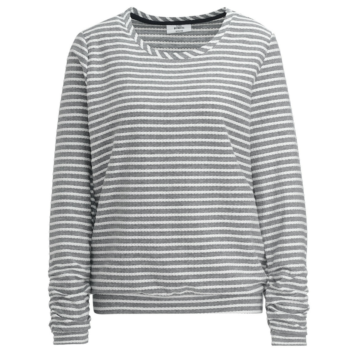 Bild 1 von Damen Langarmshirt mit Raffung DUNKELBLAU / WEISS