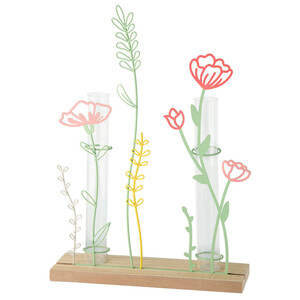 Deko-Aufsteller Blumen mit Reagenzgläsern HELLGRÜN / ROSA / NATUR