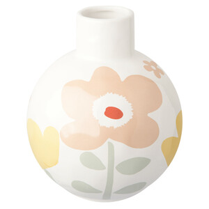 Vase mit buntem Blumen-Motiv WEISS / BUNT