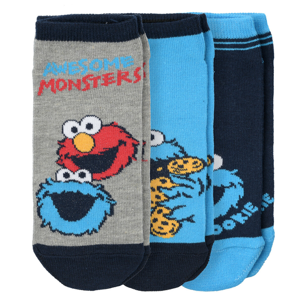 Bild 1 von 3 Paar Sesamstraße Sneaker-Socken im Set HELLBLAU / DUNKELBLAU / HELLGRAU