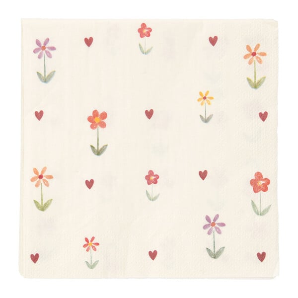 Bild 1 von 20 Servietten mit Blumen-Motiv CREME / BUNT