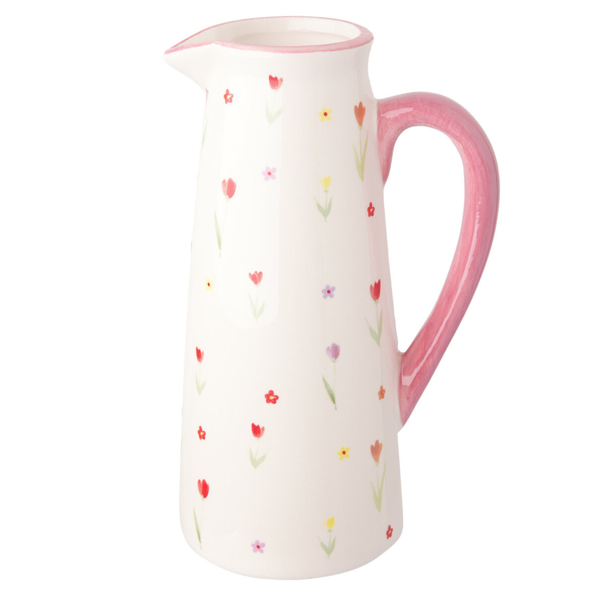 Bild 1 von Deko-Krug mit Blumen-Motiven WEISS / ALTROSA