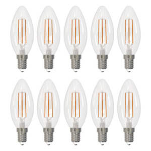 LED Retro-Leuchtmittel Kerze E14, 10er Set – Energieeffizienzklasse F