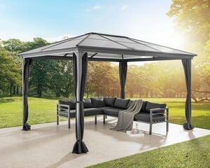 lovingHome® Gartenpavillon,Gartenzelt, Partyzelt, Pavillon, mit lichtdurchlässigem, 12㎡