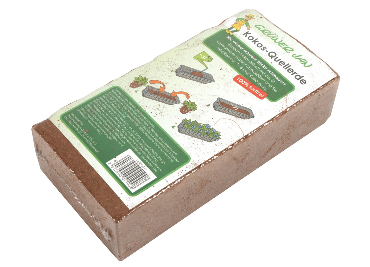 Bild 1 von Kokos-Quellerde Brikett  578 g Brikett ergeben ca. 7 - 8 Liter Kokoserde