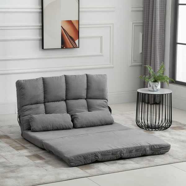 Bild 2 von HOMCOM Bodenstuhl 2-in-1 Bodensessel Bett mit Rückenlehne Verstellbar Grau