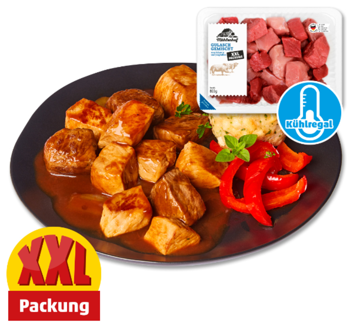Bild 1 von MÜHLENHOF Frisches Gulasch gemischt