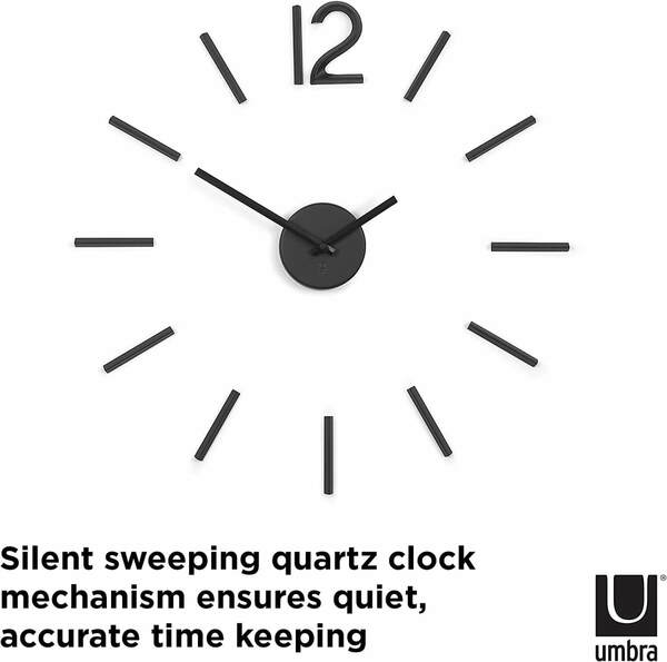 Bild 2 von Umbra BLINK DIY Quarz Wanduhr ohne Rahmen als Wanddekoration aus Metall mit Ziffern zum Aufkleben