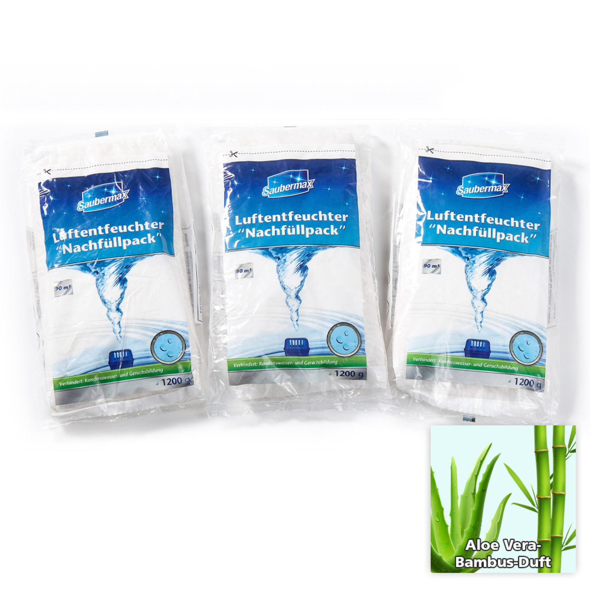 Bild 1 von Saubermax Luftentfeuchter Nachfüllpack mit Bambus & Aloe Vera - 3er Pack