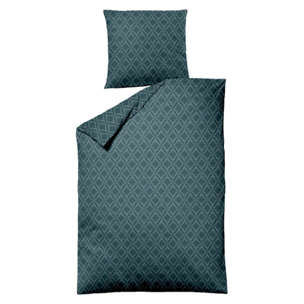 Bild 1 von Bettwäsche Jacquard-Feinbiber, 155/220 + 80/80 cm, Grafik petrol