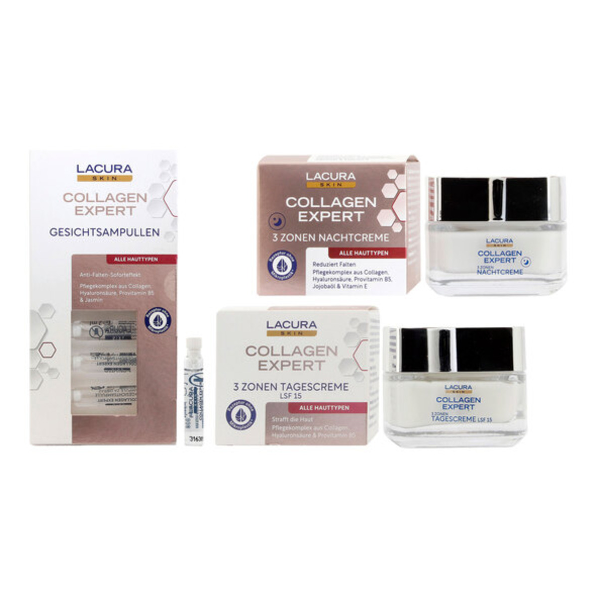 Bild 1 von Collagen Gesichtspflege, 3er Set (2 x 50 ml / 7 x 2 ml = 114 ml)