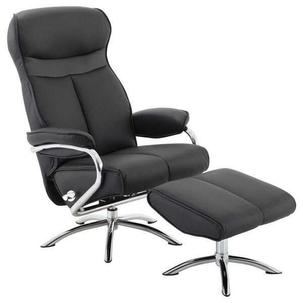 Bild 1 von Xora RELAXSESSELSET Lederlook Hocker, Silber, Schwarz