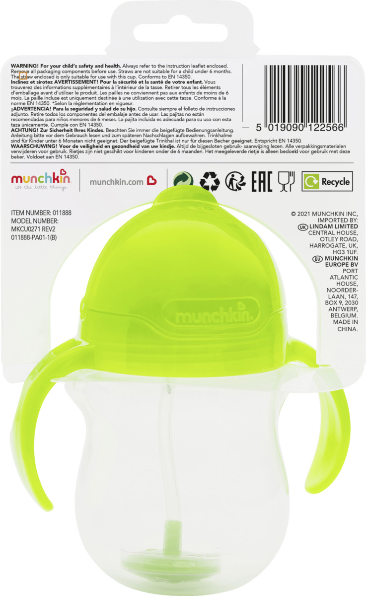 Bild 2 von Munchkin Trinkbecher mit beschwertem Trinkhalm, grün 207 ml