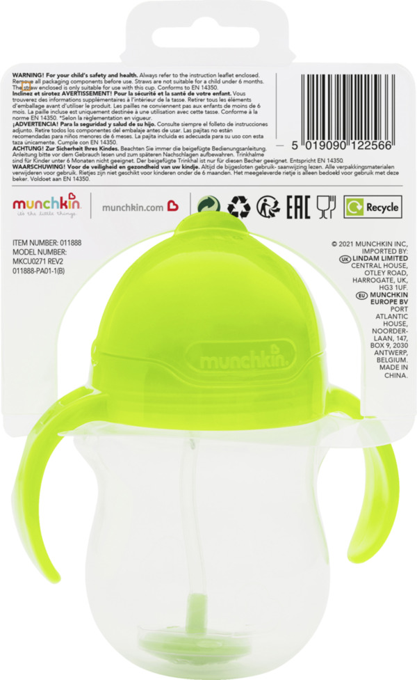 Bild 2 von Munchkin Trinkbecher mit beschwertem Trinkhalm, grün 207 ml