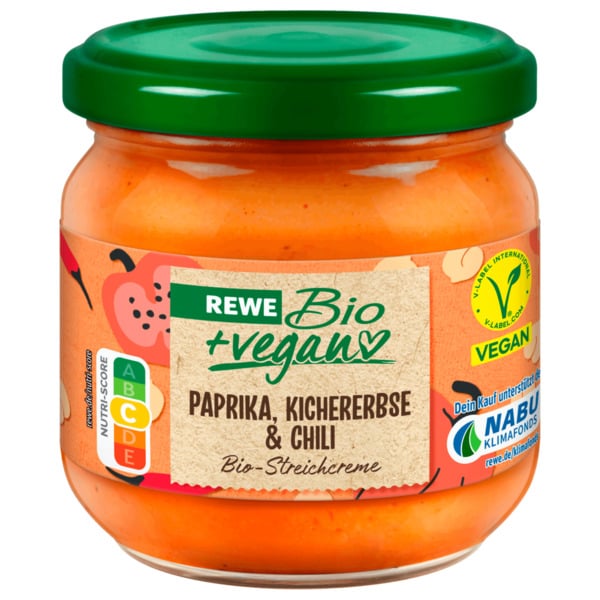 Bild 1 von REWE Bio + vegan Streichcreme Paprika, Kichererbse & Chili 180g