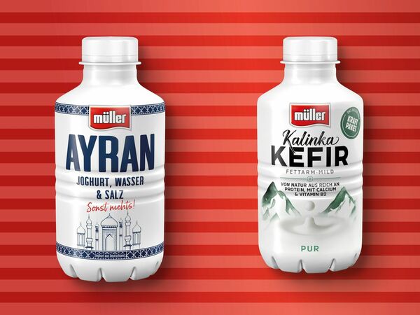 Bild 1 von Müller Ayran/Kalinka fettarmer Kefir mild, 
         500 ml/500 g zzgl. -.25 Pfand