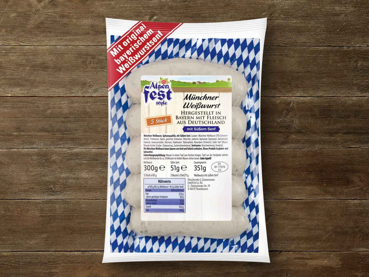 Bild 1 von Alpenfest Münchner Weißwurst, 
         351 g