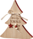 Bild 1 von BOLTZE Holzbaum "Merry XMAS" mit Schleife, Perlen & Sternanhänger, braun-rot