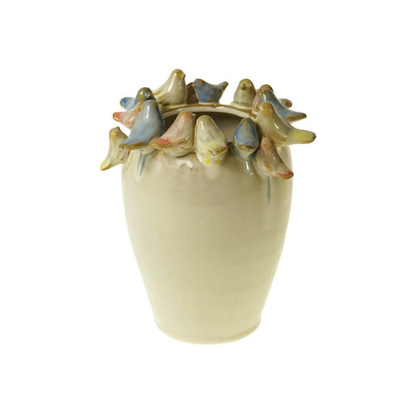 Vase, Weiß, Keramik, 15x15x18 cm, Dekoration, Vasen, Keramikvasen von