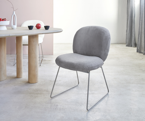 Bild 1 von Esszimmerstuhl Nube-Flex Cord Silbergrau Kufengestell Edelstahl Taschenfederkern