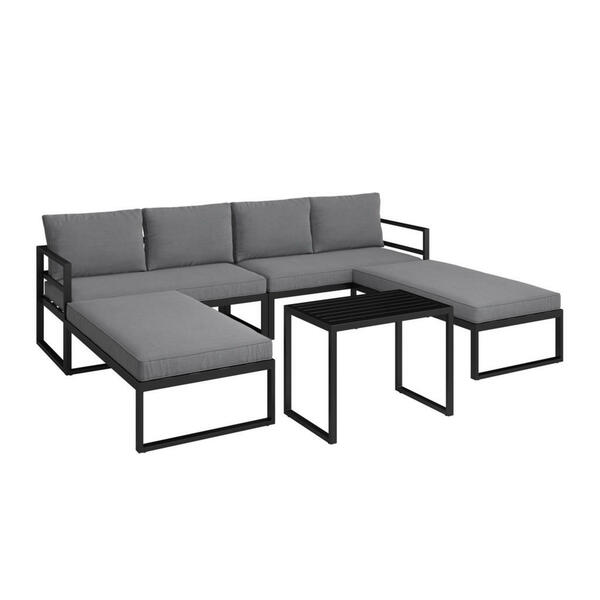 Bild 1 von Ambia Garden Loungegarnitur, Anthrazit, Grau, Textil, Metall, 5-teilig, Füllung: Schaumstoff,Polyester, 125x120x68 cm, Loungemöbel, Loungemöbel-Sets