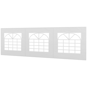 Outsunny Seitenteil mit Fenster, Seitenwand für Pavillon ca. 6 x 2 m Seitenplane Ersatzwand für Partyzelt, Weiß