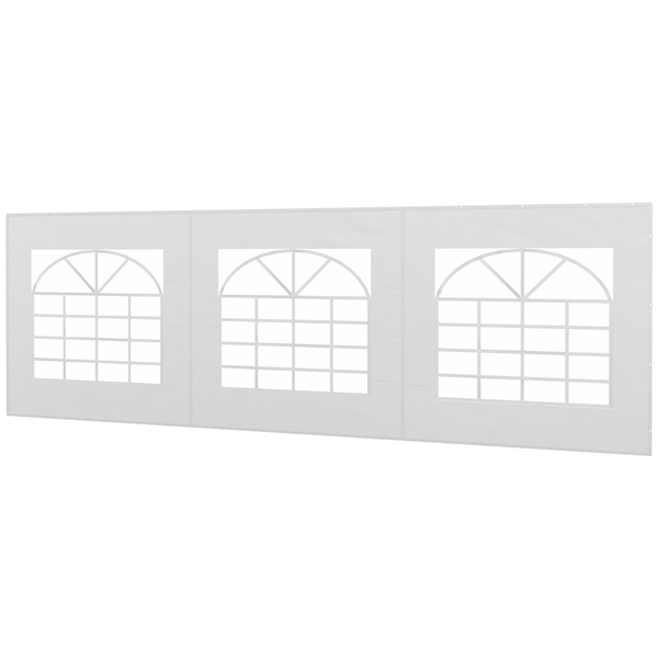 Bild 1 von Outsunny Seitenteil mit Fenster, Seitenwand für Pavillon ca. 6 x 2 m Seitenplane Ersatzwand für Partyzelt, Weiß