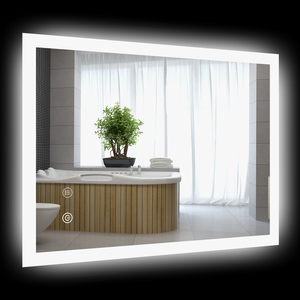 kleankin Badspiegel, mit LED-Beleuchtung, mit Touchschalter, Memory-Funktion, 70 x 50 cm beschlagfrei mit 3 Lichtfarben, IP44 Wasserdicht