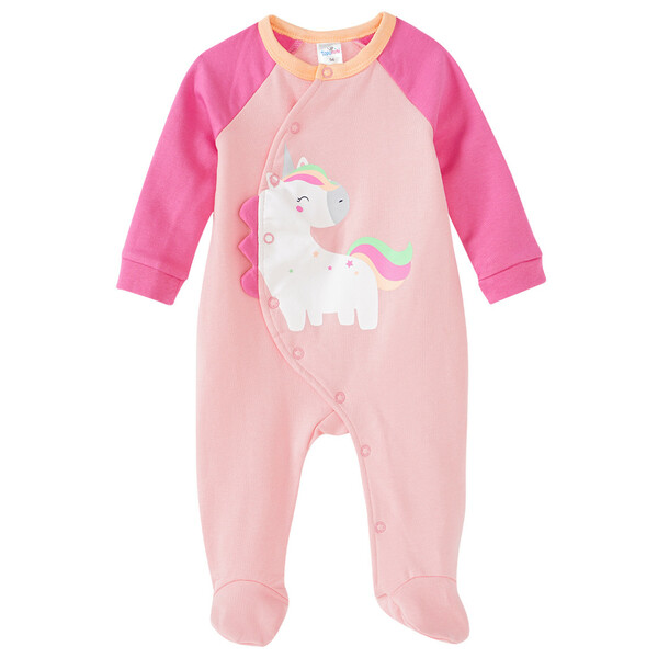 Bild 1 von Newborn Schlafanzug mit Einhorn ROSA / DUNKELROSA / APRICOT