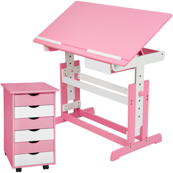 Bild 1 von Schreibtisch höhenverstellbar und Rollcontainer - rosa