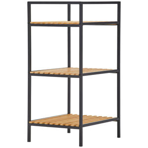 Xora Regal, Braun, Natur, Schwarz, Metall, 3 Fächer, 39x70x32.5 cm, Typenauswahl, stehend, Arbeitszimmer, Büroregale, Bücherregale