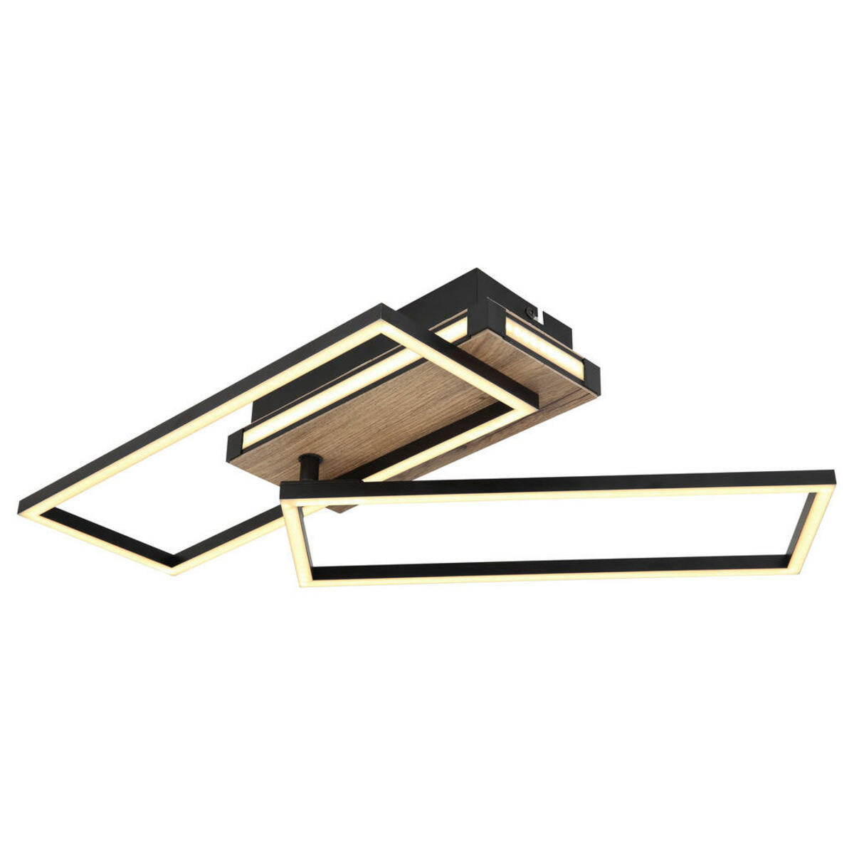 Bild 1 von Globo Led-Deckenleuchte, Opal, Schwarz, Dunkelbraun, Metall, Kunststoff, Holzwerkstoff, Holzoptik,Holzoptik, 49x10 cm, drehbar, schwenkbar, Stufenschalter, Lampen & Leuchten, Leuchtenserien