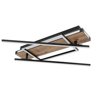 Globo Led-Deckenleuchte, Opal, Schwarz, Dunkelbraun, Metall, Kunststoff, Holzwerkstoff, Holzoptik,Holzoptik, 88x12 cm, drehbar, schwenkbar, Stufenschalter, Lampen & Leuchten, Leuchtenserien