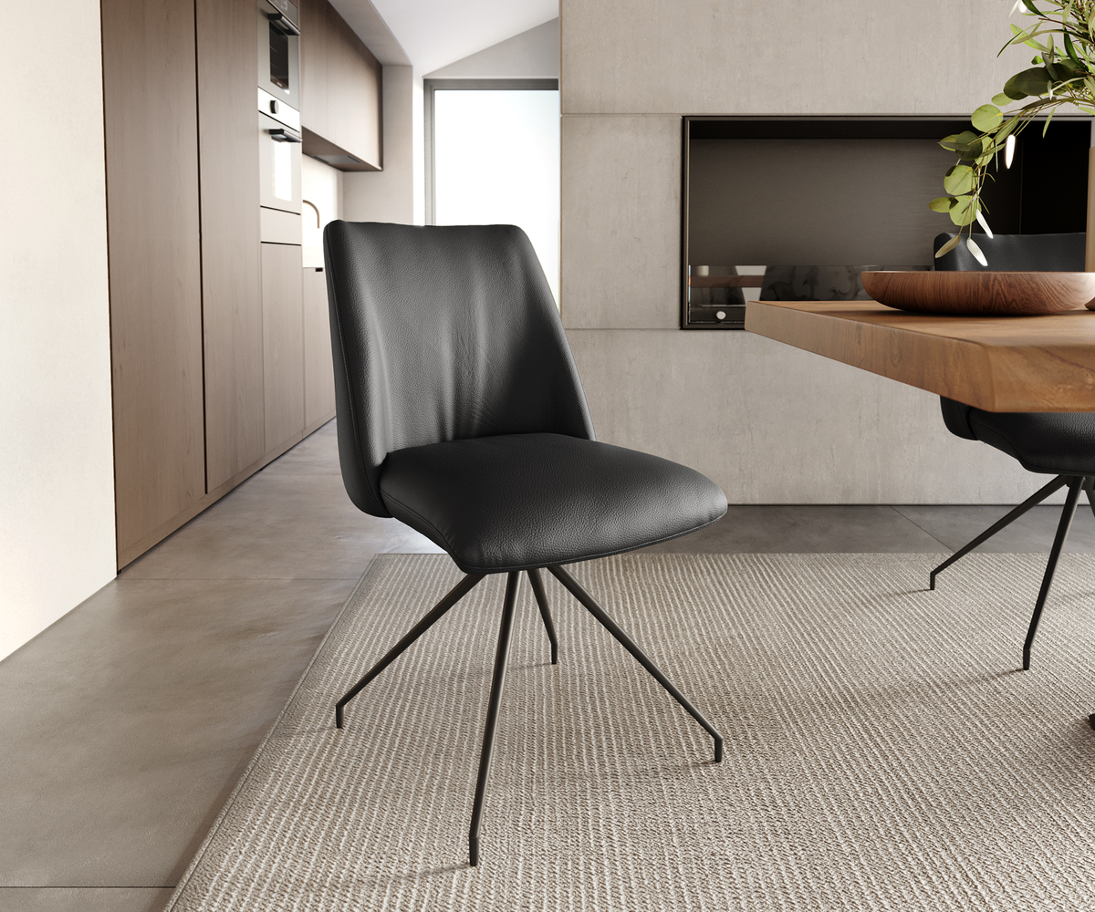 Bild 1 von Drehstuhl Elso-Flex Echt-Leder Schwarz Kreuzgestell konisch Schwarz 180° drehbar Taschenfederkern