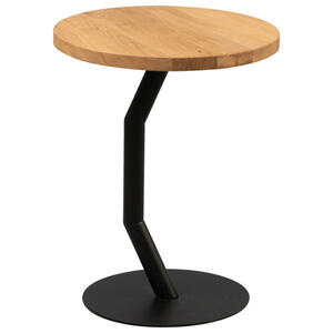 Beistelltisch, Wildeiche, Schwarz, Holz, Metall, Wildeiche, rund, Bodenplatte, 35x45 cm, einfacher Aufbau, Wohnzimmer, Wohnzimmertische, Beistelltische