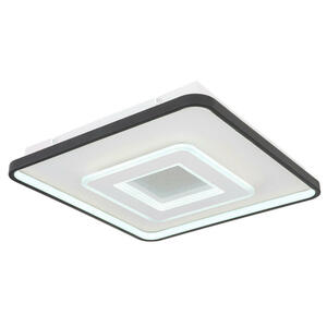 Globo Led-Deckenleuchte Brienna, Opal, Schwarz, Weiß, Transparent, Metall, Kunststoff, quadratisch,quadratisch, 47x7 cm, Farben fixierbar, Farbtemperaturwechsler, Lampen & Leuchten, Leuchtenserien