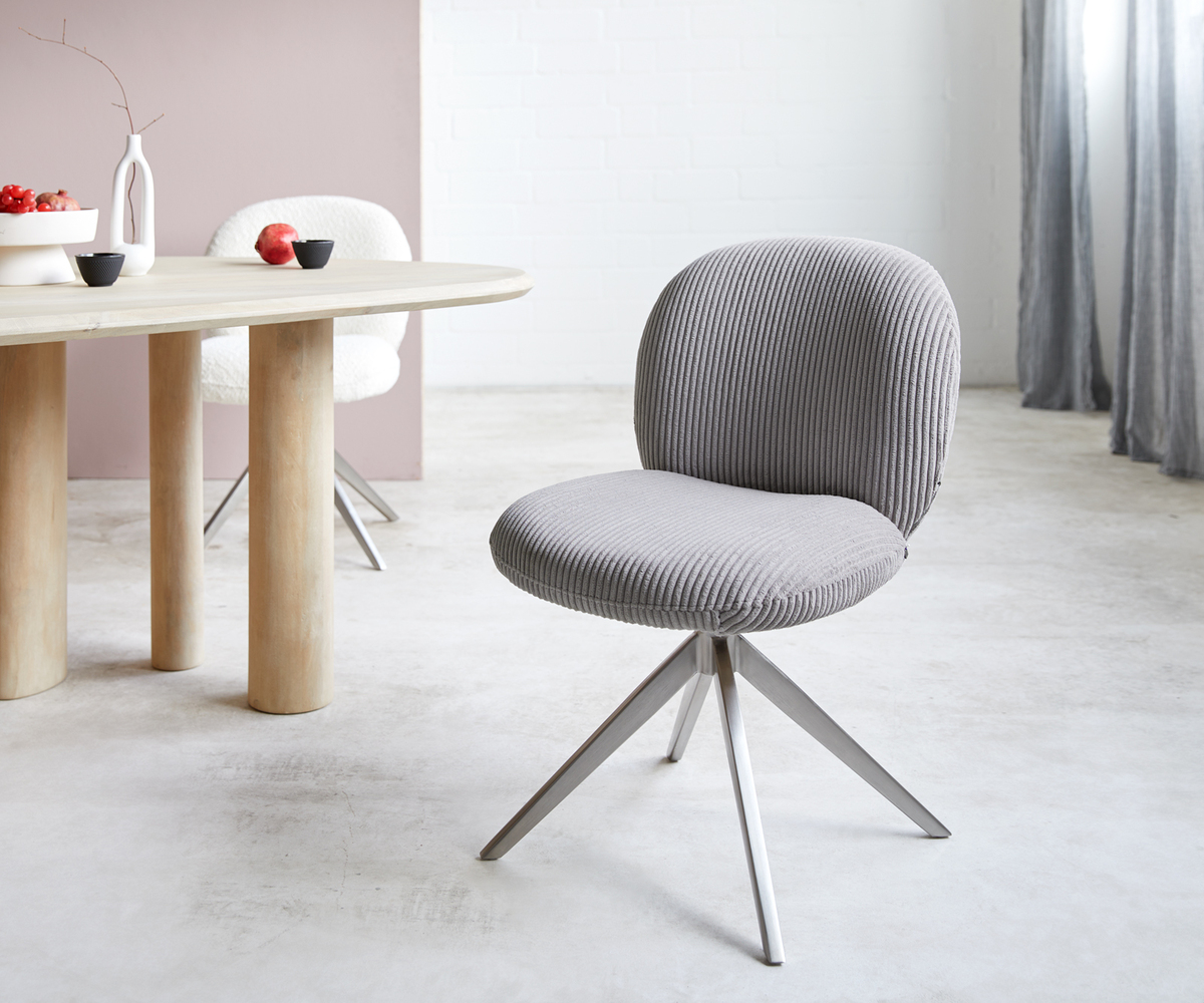 Bild 1 von Drehstuhl Nube-Flex Cord Silbergrau Kreuzgestell breit Edelstahl 360° drehbar Taschenfederkern