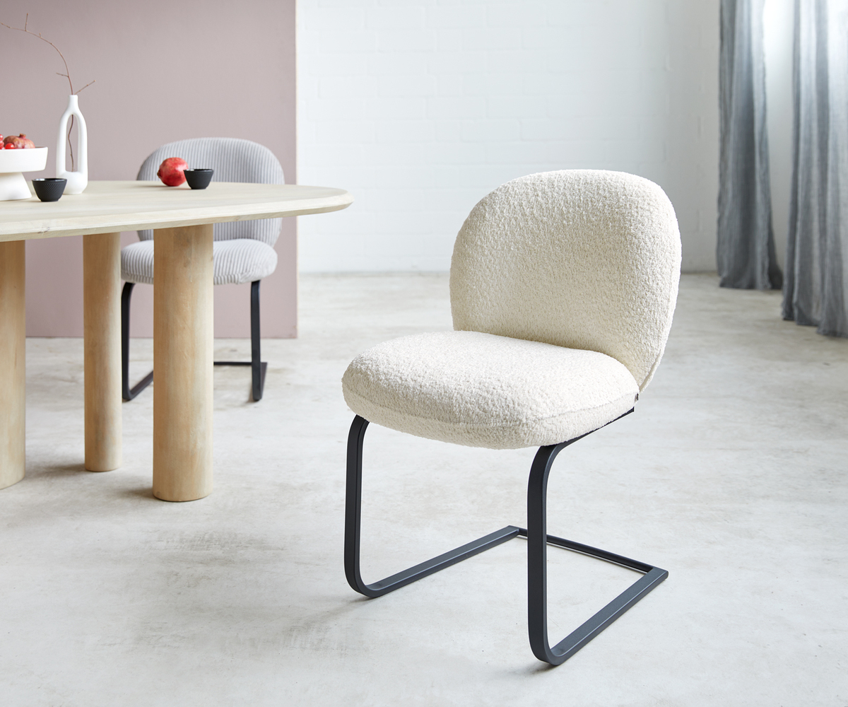 Bild 1 von Freischwinger Nube-Flex Bouclé Weiß Freischwinger flach Schwarz Taschenfederkern