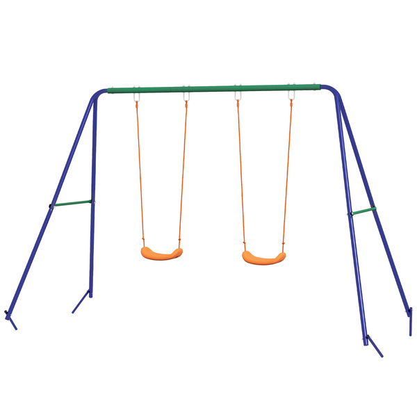 Bild 1 von Outsunny Kinderschaukel-Set, Schaukelgestell mit 2 Schaukeln, Schaukelgerüst, Gartenschaukel für zwei Kinder 3-8 Jahre, Stahl, 2,69 x 1,6 x 1,8 m