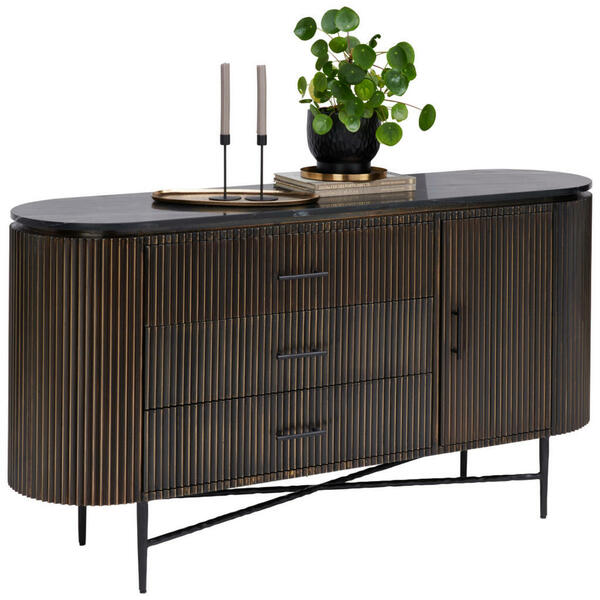 Bild 1 von Ambia Home Sideboard, Messing, Holzwerkstoff, 1 Fächer, 3 Schubladen, 150x80x40 cm, Handmade in India, Wohnzimmer, Kommoden & Sideboards, Sideboards