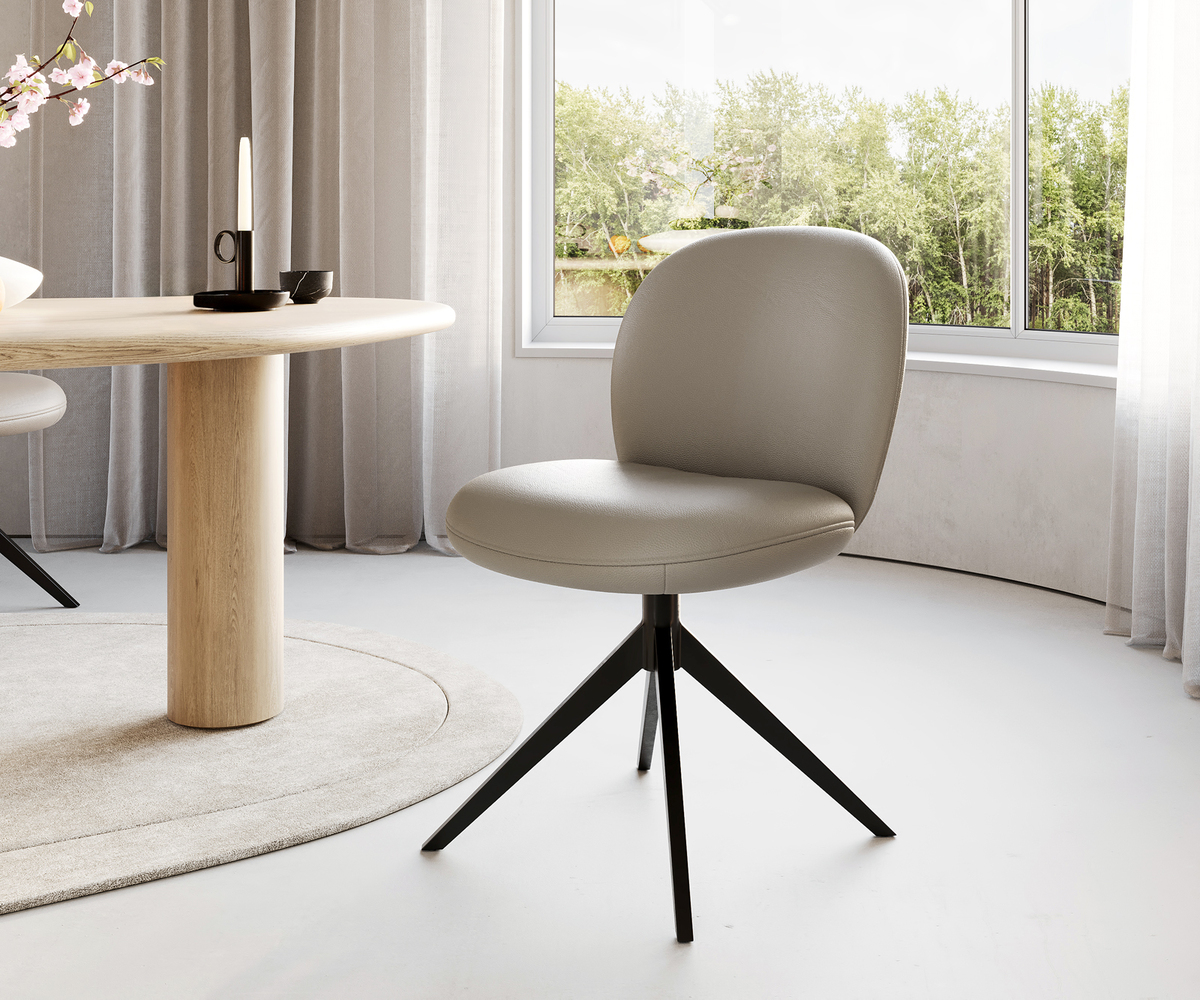 Bild 1 von Drehstuhl Nube-Flex Echt-Leder Schlamm Kreuzgestell breit Schwarz 360° drehbar Taschenfederkern