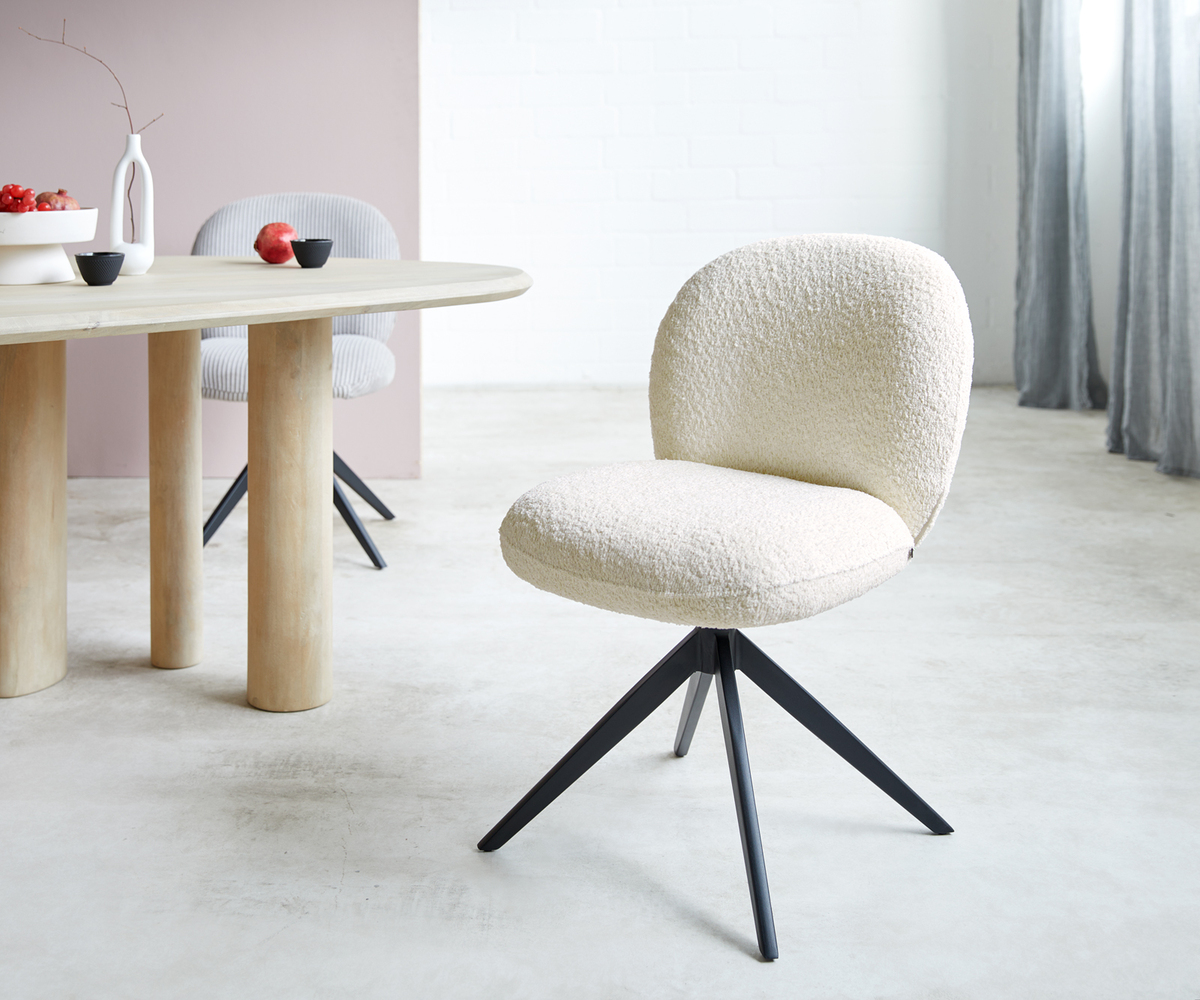 Bild 1 von Drehstuhl Nube-Flex Bouclé Weiß Kreuzgestell breit Schwarz 360° drehbar Taschenfederkern