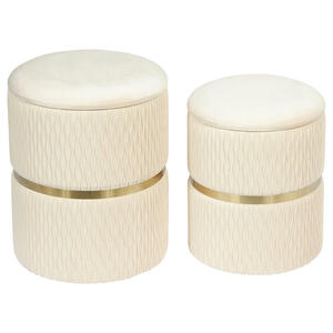 Mid.you Hockerset, Creme, Gold, Metall, Textil, 2-teilig, 31.5x36x38 cm, Wohnzimmer, Hocker, Sitzhocker