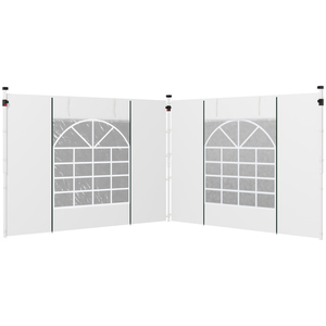 Outsunny 2 Seitenteile Seitenwände für 3 x 3/ 3 x 6 m Pavillon, Seitenplanen mit Fenster, Tür, Ersatzwände für Partyzelt, Oxford, Weiß